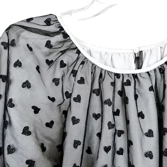SENORITA LEMONIEZ - Gloria black white tulle tiny hearts designer dress size 14 - Picture 3 of 7